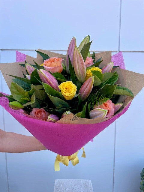 Lily & Coloured Rose Bouquet